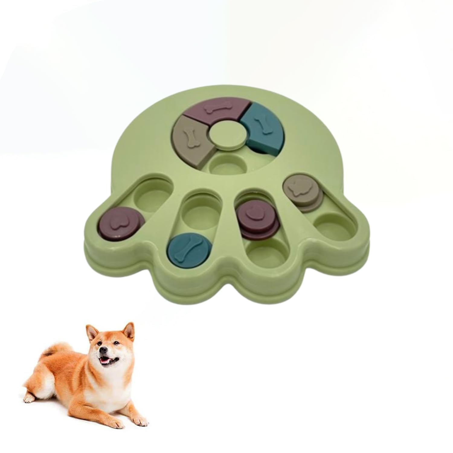Interactive Pet Treat Dispenser - Slow Feeder, Brain Game, Puzzle, Improve IQ, Digestion, Reflexes, Train Body & Mind, Cats, Dogs, Pets, Amusing Colours, Intuitive Clever Design Bowl, 12 Treat Pockets