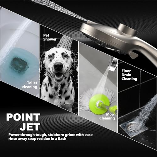 Rain Shower Head with Handheld High Pressure rainfall Shower Heads with Handheld Spray Combo Adjustable one-piece stand daul shower head Built-in Magnetic Docking and Power Jets-Nickel - Thumbnail 5