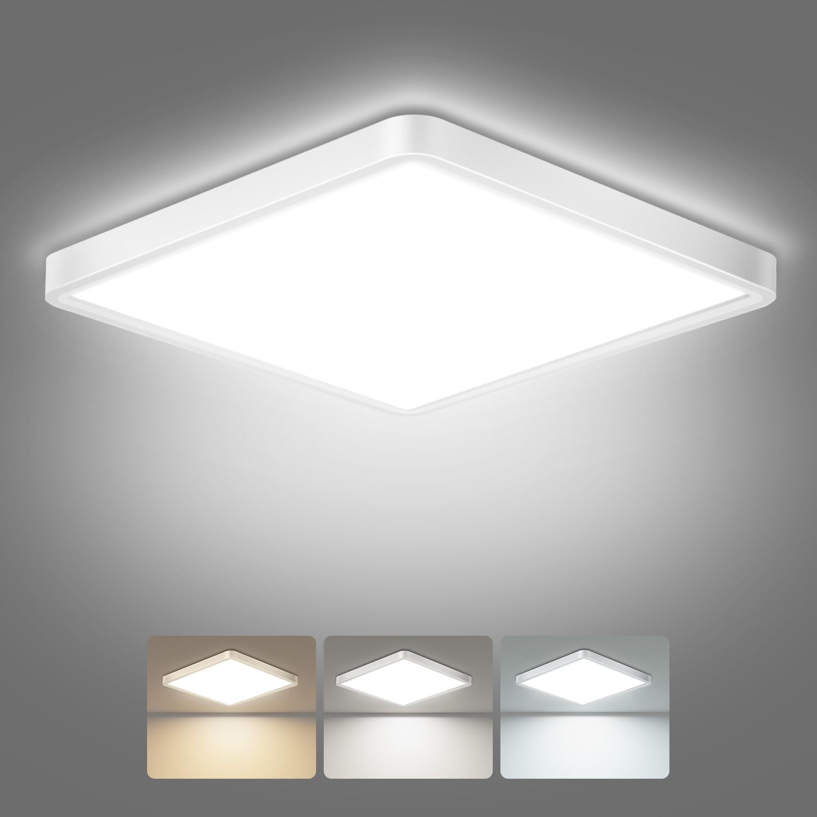slochi LED Ceiling Light, 3000K/4000K/6500K 3 Color Temperature, IP54 Waterproof Bathroom Light