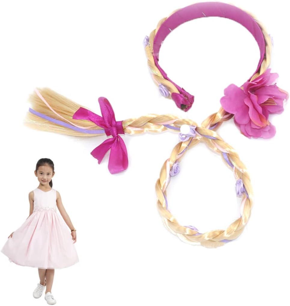 Domccy 1pc Kids Hairpiece Princess Elsa Long Wig Cosplay Braided Wig Hairband Dress Up Accessories Braided Hair Crown Rapunzel Costumes for Kids Girls(Purple) : Clothing, Shoes & Jewelry