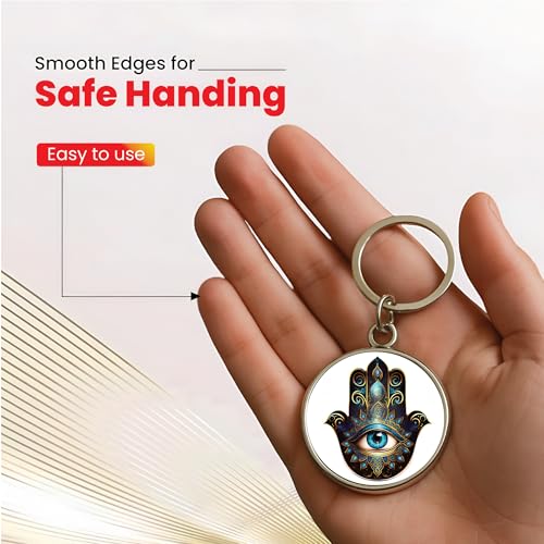Image of MG | Protective Evil Eye /Spiritual Symbols /Om /Motivational Keychains | Double-Sided Metal Key Ring | Good Luck and devine Charm for Car, Bike, Home & Office