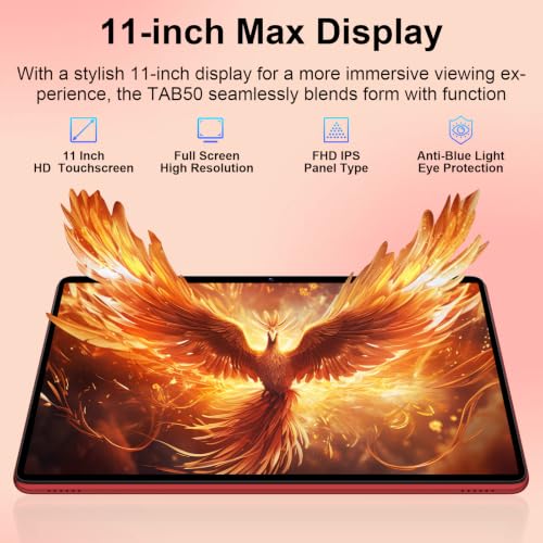 Image of Tablet 11 inch Android Tablet 24GB RAM+256GB ROM /2TB TF, 2026 Tab PC with 2.0GHz Octa-Core, Large Screen, EVA Shockproof, (13+5) MP Camera, 8000mAh, Widevine L1, 5G WiFi, GPS, BT5.0(Pink)