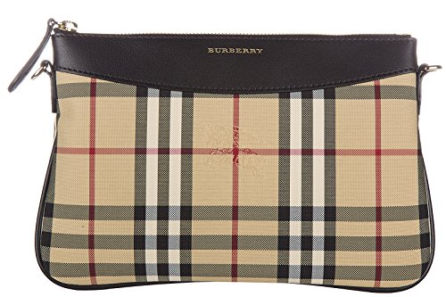 Burberry Women's Horseferry Check Peyton Clutch Bag Beige + Black