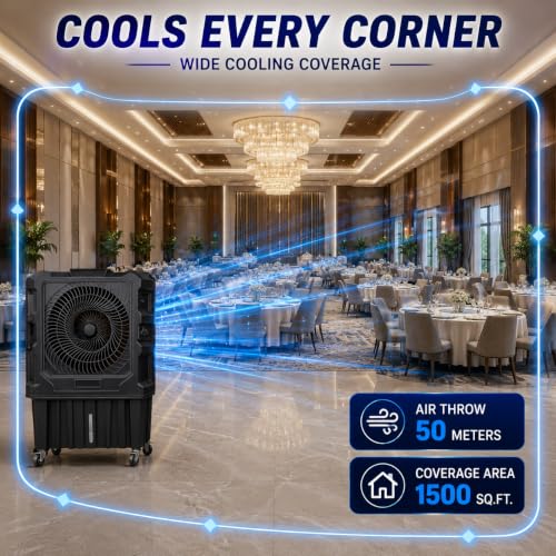 Image of FAIRCOOL | 160 Liters Commercial Air Cooler | 8100 CMH Air Delivery | 26-Inch Fan | Honeycomb Cooling | 160 Ft Air Throw | Cools Up to 1500 Sq. Ft. | 1-Year Warranty