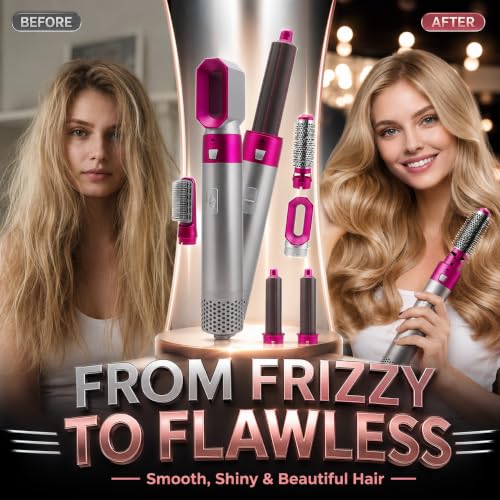Image of Mabron (15 YEAR WARRANTY) Hot Air Brush, 5-in-1 Hair Dryer Hot Air Brush Styler, Detachable Electric Hair Styler Dryer Brush Rotating for All Hairstyles