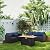4 Piece Patio Furniture Set 45In Fire Pit Table Outdoor Furniture Sets Patio Couch Outdoor Chairs 50000 BTU Propane Fire Pit with No-Slip Cushions and Waterproof Covers, Navy Blue