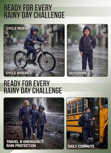Image of Boys Boys Solid Polyester Raincoat and Elastic Pant Set