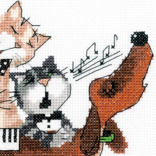 Image of RIOLIS - Dachshund Blues 1495, Dogs Cross Stitch Kits 7,87 inch x7,87, Counted Cross Stitch Kits, Counted Cross Stitch Kits for Beginners & Advanced, Cross Stitching Kits for Adults, Dog Embroidery Kit