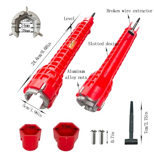 Image of 8 in 1 Multi-functional Sink Wrench - Plumbing Tool for Kitchen, Bathroom, Pipe, Drain & Tub Installation /Repairs in Tight Spaces with Heavy-Duty Nut Remover