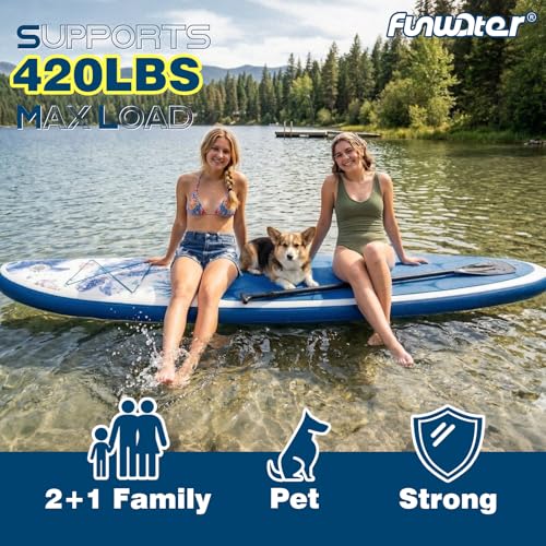 Image of FunWater 11' /10'6 inch Inflatable Stand Up Paddle Board with Premium SUP Paddleboard Accessories, Wide Stable Anti-Slip EVA Deck,Paddle Boards for Adults & Youth of All Skill Levels