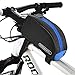 Roswheel 12654 1L Outdoor Mountain Bicycle Cycling Frame Front Top PVC Tube Bag Bike Pouch (Black+Blue)