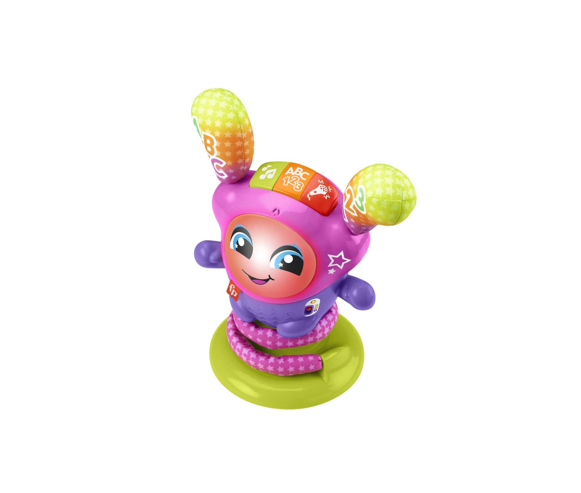 Fisher-Price Poziomy Nauki Taneczna gwiazda DJ Zabawka interaktywna POLSKA wersja językowa, ze światełkami, muzyką i kołysaniem, HRD21