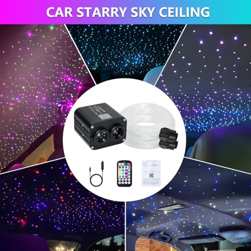 Image of Starlight Headliner Kit,Twinkle + Music Sync Dual Color Fiber Optic Star Ceiling Lights with APP Remote Control, RGBW Star Lights for Car /Home Ceiling Decor, 1000pcs 9.8ft