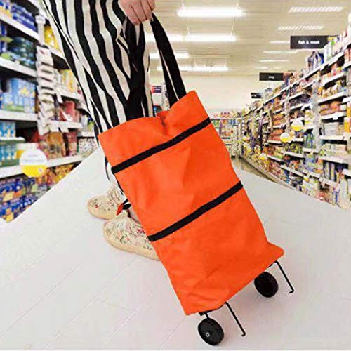 LICHUAN Einkaufstrolley Klappbare tragbare Einkaufstasche mit Rad Obst Gemüse Tasche Big Kapazität Lebensmittel… – Bild 3
