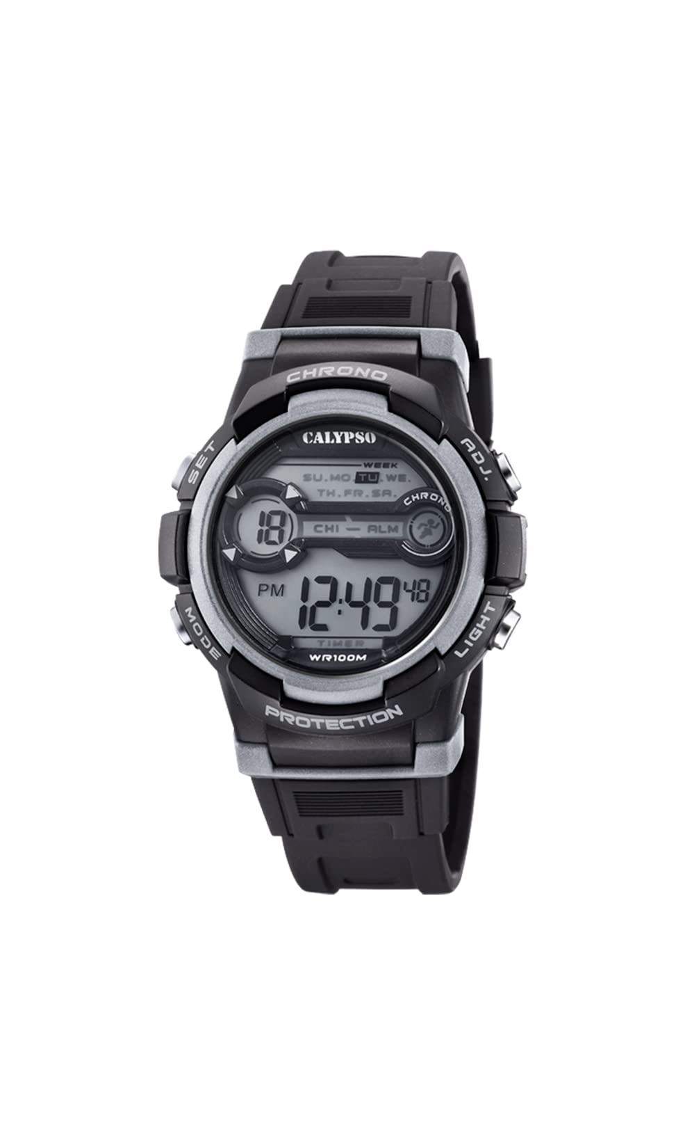 Calypso Orologio Digitale Bambino Bambina - Caucciù Nero - Impermeabile 10 ATM - Data Calendario Cronografo Doppio Orario Luce Allarme 12/​24h - Digital Crush - K5808/​4
