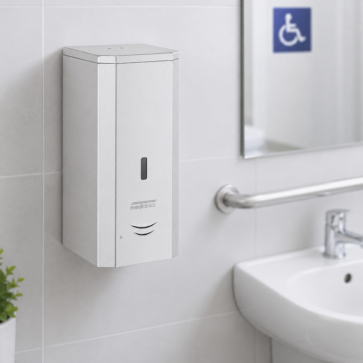 Mediclinics Dosificador Automático de Jabón 1 Litro Sin Contacto | Dispensador de Jabón para Pared en Baños Públicos, Hospitales, Oficinas, Restaurantes y Colectividades | DJ0037ACS