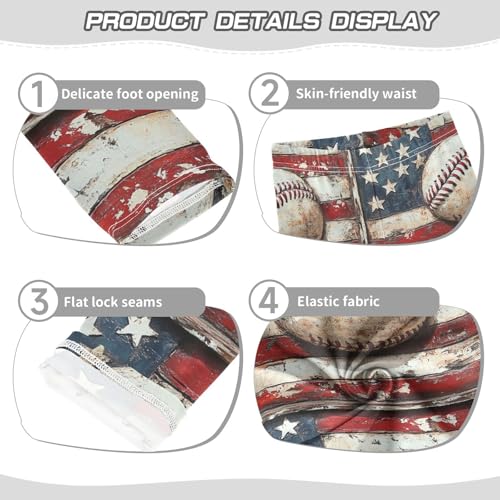 Vintage Flag Baseball Girls Leggings Kids Yoga Pants Dance Active Tights 4T3