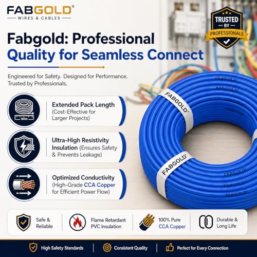 Image of 2.5 sqmm Single Core Copper Electrical Wire, 90 Meter (Blue) | Heat Resistant & Flame Retardant (FR) | Lead-Free LSH House Wire for Home & Industrial Use