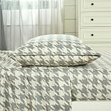 Chezmoi Collection 3-Piece Lodge Plaid Sheet Set Twin - Gray Houndstooth Printed Brushed Microfiber Lightweight Breathable Deep Pocket Bed Sheets