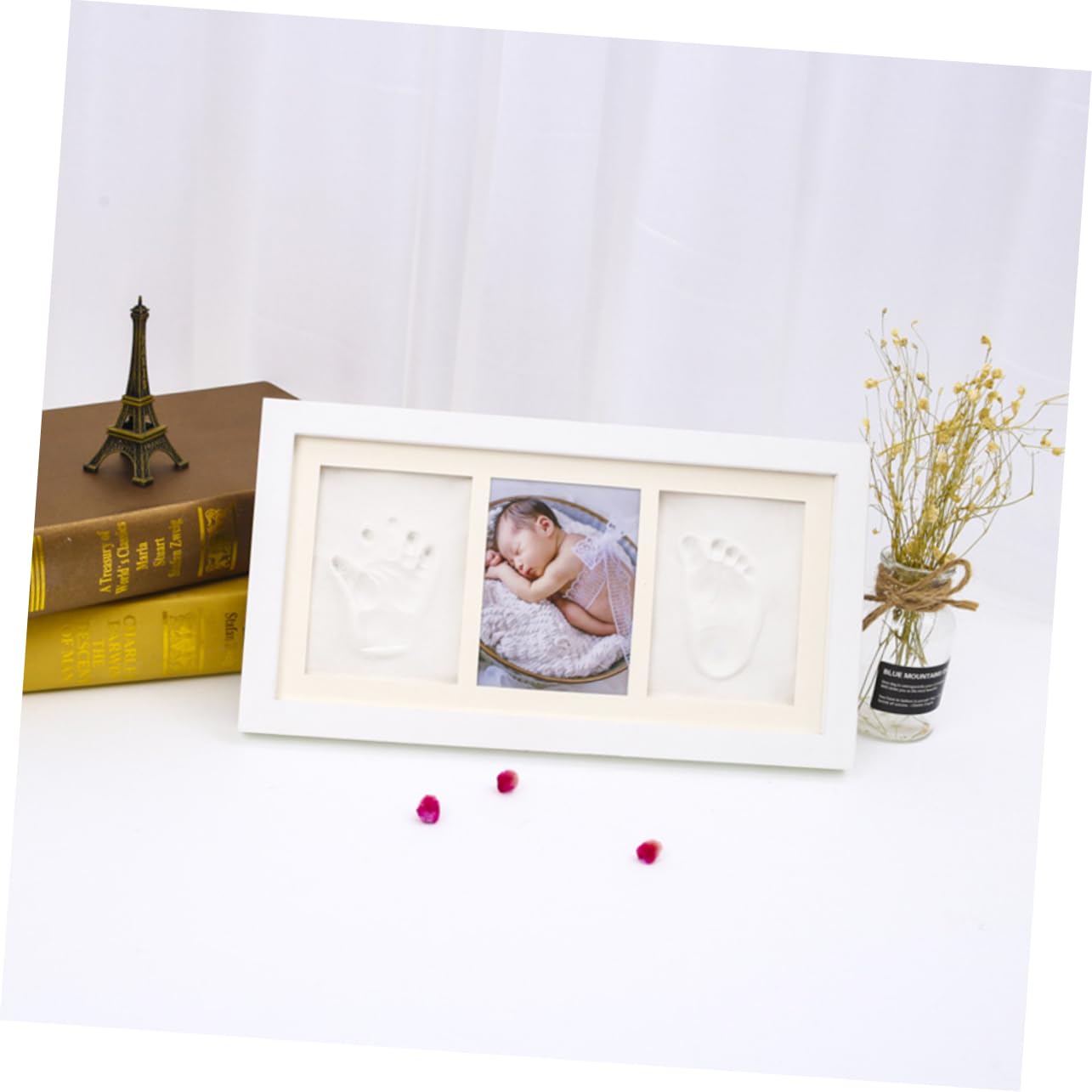 BESPORTBLE Bildhalter bilderrahmen Home-Desktop- Fotorahmen für Hand- und Fußabdrücke von Babys kreativer Fotohalter Weiß