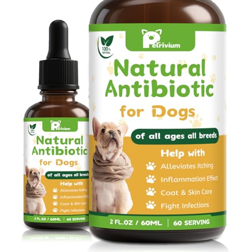 Dogs Antibiotics for Infection Coughs, UTIs, Allergies, Itching – Natural Antibiotics Supplement Drops for Cats to Support Digestion and Urination | Skin & Coat | All Breeds & Ages | 2 Oz