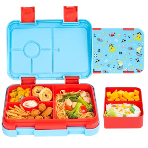 QCQHDU Brotdose Kinder mit 6 Fächern - Lunchbox mit Unterteilungen, Bento...