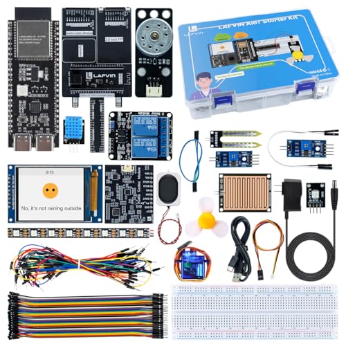 LAFVIN AIoT Starter Kit ESP32-S3 AI Voice Control Electronics Starter Kit DHT11 Temperature Humidity Sensor Servo Relay for Smart Home & IoT DIY Projects