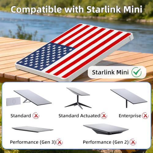 Image of Starlink Mini Protective Cover, Hailproof Liquid Silicone Case, Flag | Waterproof Anti-Scratch Silicone Protective Cover, Starlink Mini Accessory for Roof Mount, Car & RV Camping