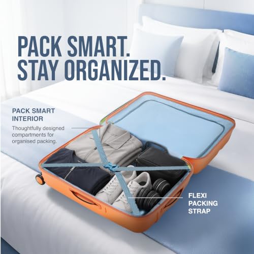 Image of American Tourister Ivy 2.0|Medium Size Check-in Spinner Trolley Bag (68 cm)|360 8 Wheel Travel Luggage|Hard Case Polypropylene (PP) Suitcase|Combination Lock|Tan Orange