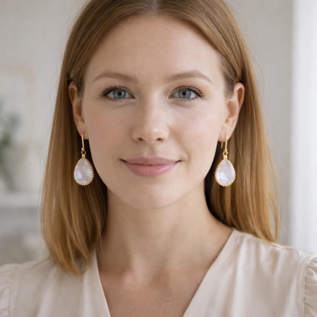 Gemstone Gold Plated Sterling Silver Drop Earrings - Natural Gem Gemstone - Handmade Jewelry Gift Ideas for Her Women - Birthday Christmas Gift - Valentine's Day - Image 9