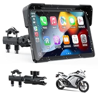 VOLAM 7" Wireless Motorcycle CarPlay Screen, IP67 Waterproof Touchscreen,GPS Navigation System,Anti-Glare for Daylight, Voice Control, Dual Bluetooth, Suitable for Harley, Kawasaki, Yamaha, etc.