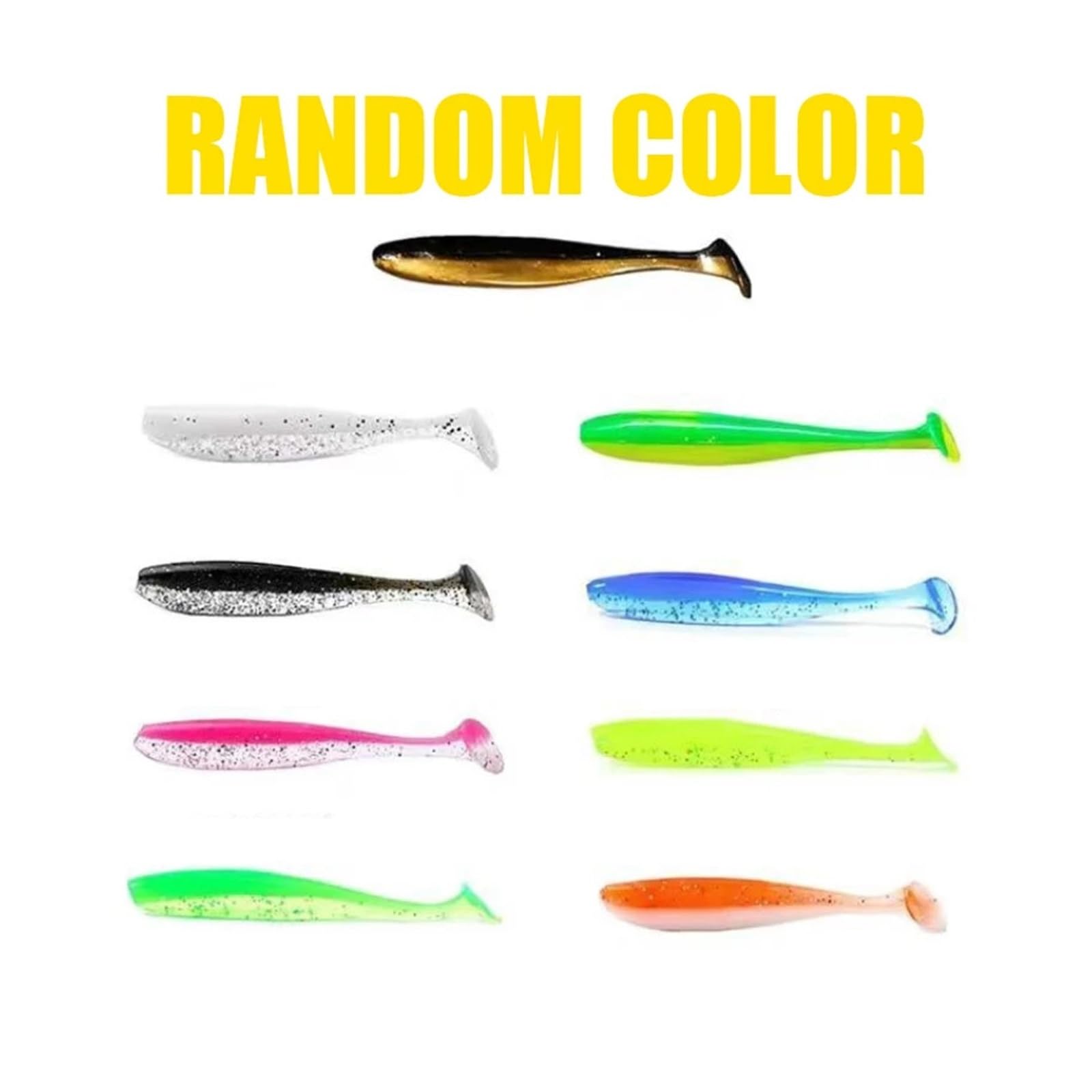 Leurre de pêche à Queue Souple, Ensemble d'appâts en Silicone, nageurs, Wobblers, Pesca, Bar, Carpe, Couleur aléatoire, 55/65/75mm, 10/50/100 pièces