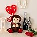 HollyHOME Monkey Stuffed Animal Valentines Monkey Plush Holding Red Love Balloon for Kids and Girlfriend Toy Gifts 10 inches