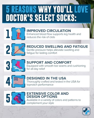 Doctor's Select® 3 Pairs Plus Size Compression Socks Wide Calf | Bamboo Viscose Knee High Extra Wide Calf Compression Socks Women & Men | Black, White, Gray