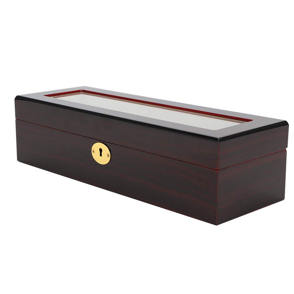 Scatola Porta Orologi con Chiave, Vetrina in Legno a 6 Griglie per Collezionisti, Organizzatore Sicuro per Orologi di Lusso, Protezione Durevole per Orologi, Ideale per