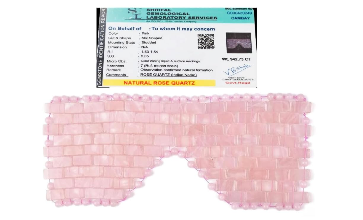 PANAKUMUS Certified 100% Natural Rose Quartz Eye Mask for Puffy Eyes & Face | Cooling Crystal Eye Mask for Relaxation, Facial Spa & Rejuvenation | Reusable Beauty Tool for Men & Women-image-18