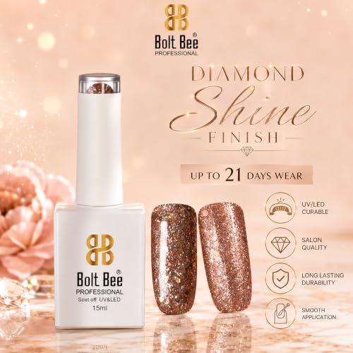 Image of BOLT BEE 15ML Gel Nail Polish 1Pc Clear Pink Glitter Nail Polish Soak Off UV LED Nail Gel Polish Nail Art Starter Manicure Salon DIY at Home, 0.5 OZ (1) (89)