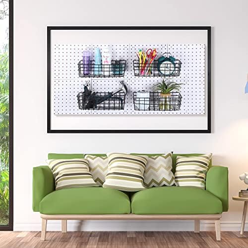 8 Sets Pegboard Wall Mount Display Pegboard White Plastic Garage Pegboard Wall Organizer Pegboard Panel Kit Installation Accessories for Kitchen Living Room Office No Drilling to Wall 10 x 10 Inches