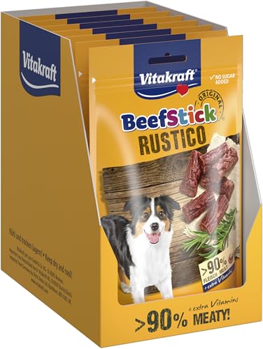 Vitakraft Beef Stick Rustico, snack cane, bocconcini al salame, snack per l’addestramento del cane, senza zuccheri aggiunti (7x 55g)