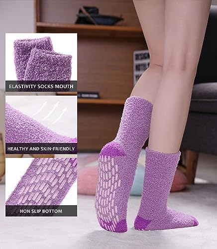 SDBING Non Slip Fuzzy Socks with Grips for Women - Hospital Slipper Socks2