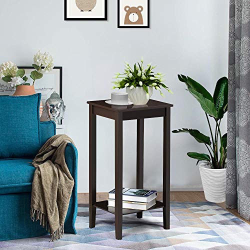 Yaheetech-End-Table-Sofa-Side-Table-with-Open-Shelf-and-Solid-Wood-Legs-PlantTelephone-Stand-for-Living-Room-Couch-Office-Small-Spaces-L15xW12xH29-Inch-Dark-Coffee Yaheetech End Table Sofa Side Table with Open Shelf and Solid Wood Legs PlantTelephone Stand for Living Room Couch Office Small Spaces L15xW12xH29 Inch Dark Coffee