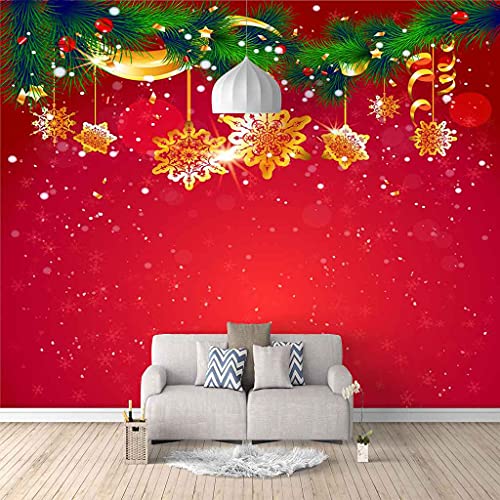 Papier peint Noël rouge 3D pour relooker un mur sans colle