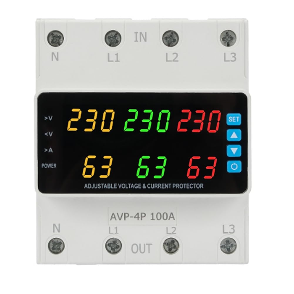 Jnchdghwa Voltage Relay 3 Phase 220-380v 100A Changeover Switch Overvoltage/Undervoltage/Overcurrent/Phase Loss Protection