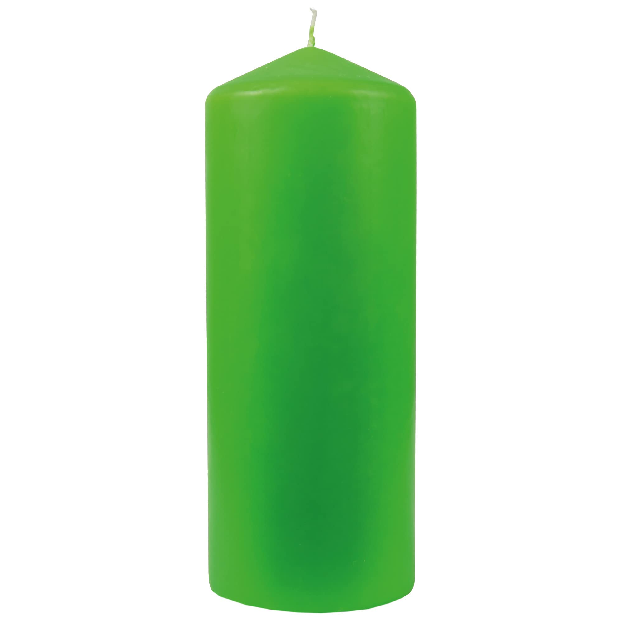 Candele a pilastro, diametro 8 cm x 20 cm, confezione da 6 pezzi, colore lime, lunga durata, prodotte in UE, candele a blocchi di cera
