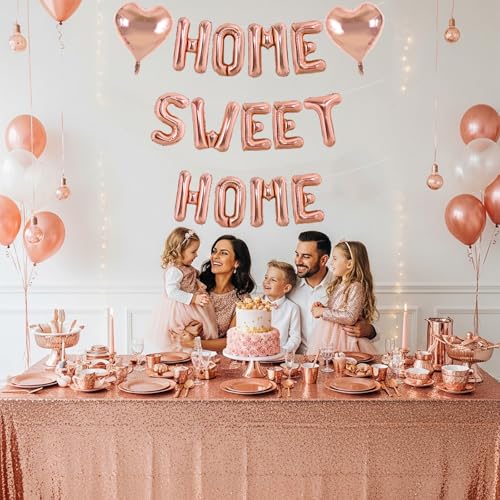 Image of TONIFUL 16 Inch Rose Gold HOME SWEET HOME Letter Balloon for Housewarming