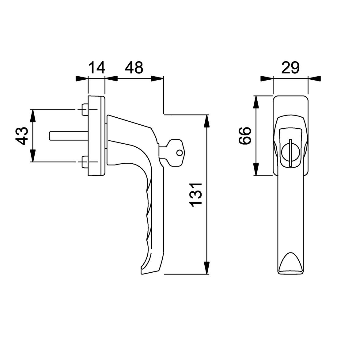 HOPPE Fenstergriff Dreh/Kipp abschließbar 'London' Aluminium Natur 013S/U34-8004525
