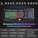 VicTsing Teclado Gaming Español USB, LED Rainbow Retroiluminación con 12 Teclas Multimedia...