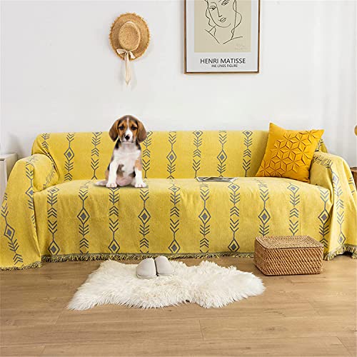 Roomlife Sofa Cover Sectional Couch Covers For 3 Cushion Couch,Soft Comfy Chenille Sofa Covers For Living Room Sofa Slipcover Pet Couch Protector Couch Cover For Dogs Kids(Yellow,71"X134") #TOP8