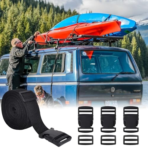 5M Polypropylen Gurtband 25mm mit 10 Paare Schnallen und Verschlüsse, Einstellbare Kunststoff Steckschnalle, Klickverschluss für DIY Handwerk Rucksack Umreifung Tasche Gurtband Gepäck Befestigung