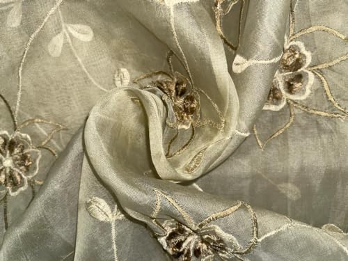 Tissu organza 100% soie velours brodé 111,8 cm rigide pour volume parfait